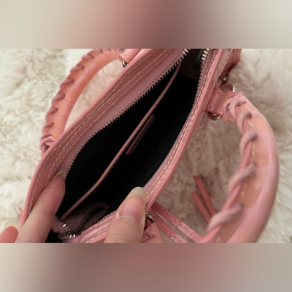 *RARE* Balenciaga Patent Crocodile Embossed Nano City Light Pink - Picture 13 of 15